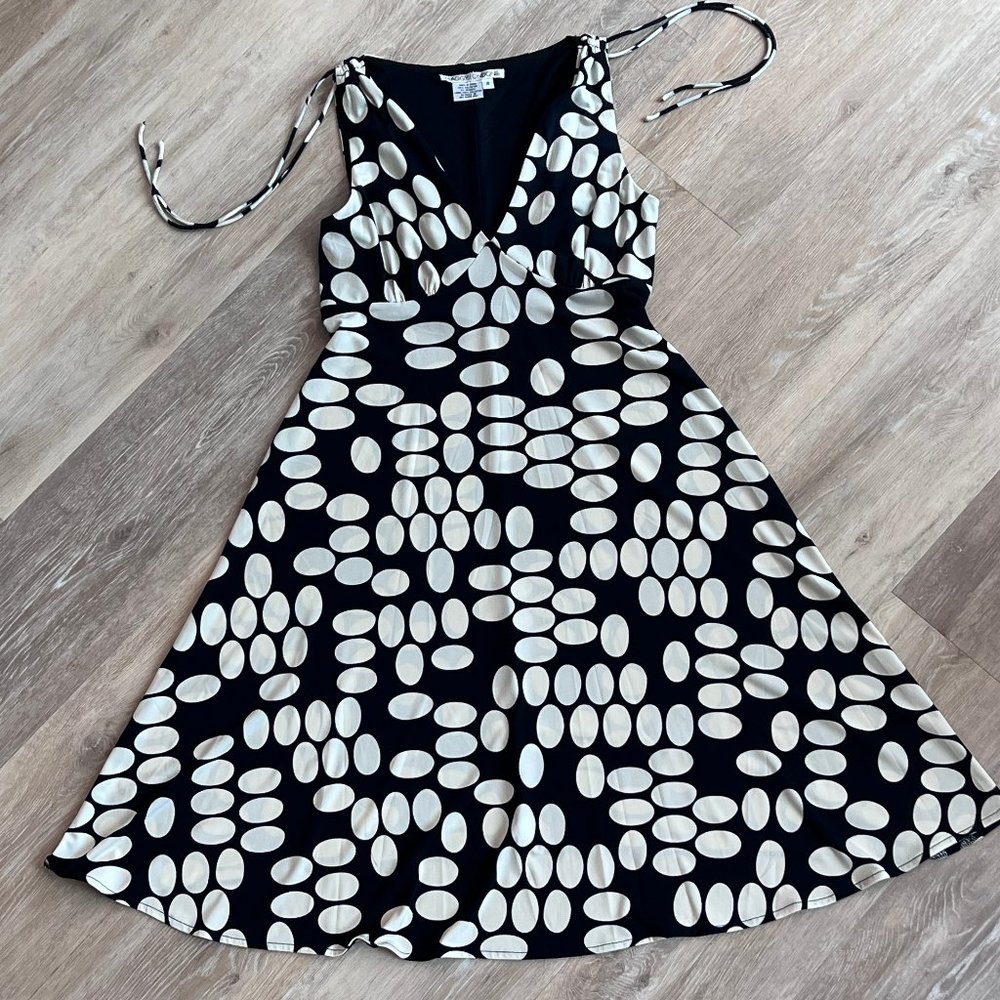 Maggy London Black & Beige Polka Dot Fit & Flare Dress